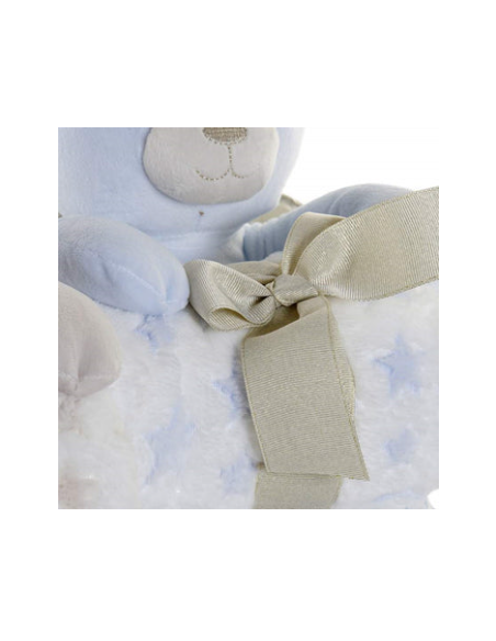 PELUCHE OSO CON MANTA BEBE AZUL