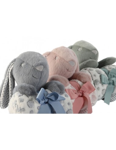 PELUCHE CONEJO CON MANTA EN CAJA REGALO