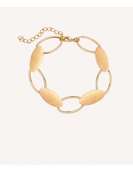 PULSERA ESLABONES RAYADOS OVALADOS CHAPADO ORO 18 kt VIDAL & VIDAL