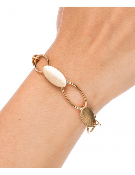 PULSERA ESLABONES RAYADOS OVALADOS CHAPADO ORO 18 kt VIDAL & VIDAL