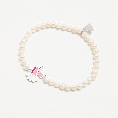 PULSERA AGATA PERLAS UNICORNIO PLATA