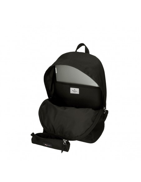 MOCHILA PORTAORDENADOR PEPE JEANS ARIS C/ESTUCHE NEGRA