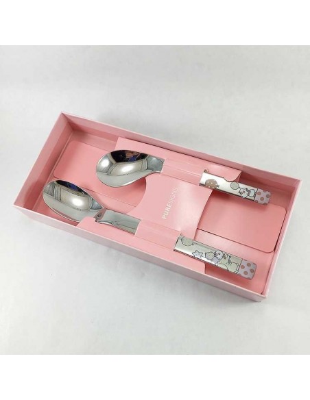 SET DE CUCHARAS RECTA Y PAPILLERA PARA BEBE  ACERO INOX.