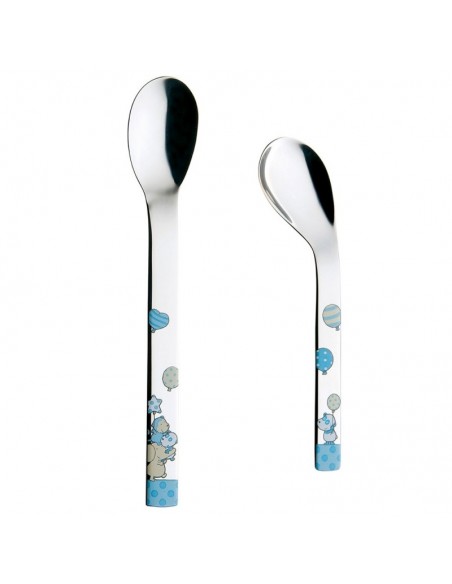 SET DE CUCHARAS RECTA Y PAPILLERA PARA BEBE  ACERO INOX.