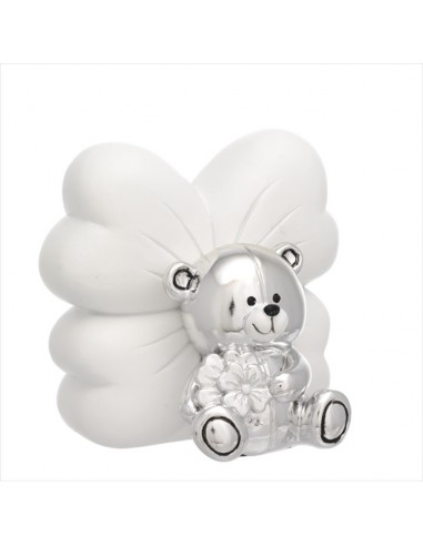 HUCHA OSO PLATEADO FLOR