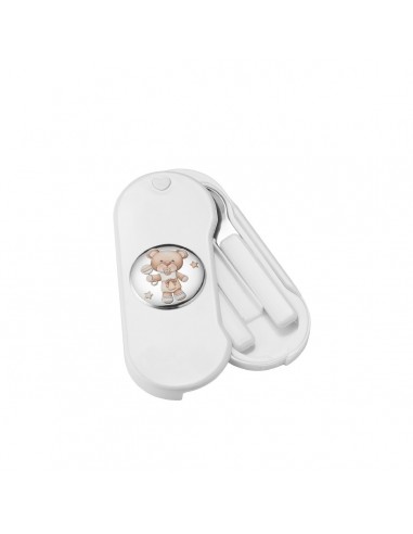 SET CUBIERTOS OSO BEBE BLANCO