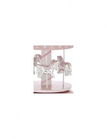 CARRUSEL MUSICAL CABALLITOS PLATA Y ROSA