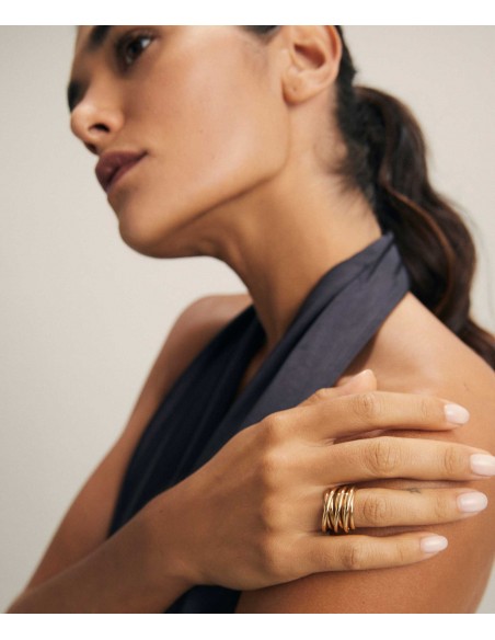 ANILLO TIRAS CHAPADO ORO 18Kt VIDAL & VIDAL talla 12-14