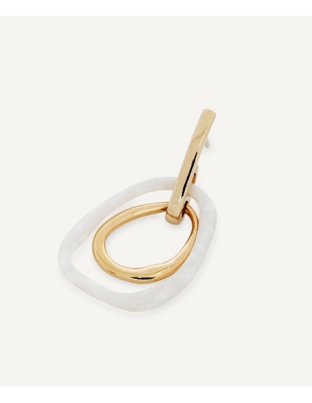 PENDIENTES REFLEXE CHAPADO ORO 18KT ACETATO BLANCO VIDAL & VIDAL