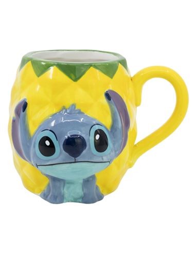 TAZA CERÁMICA STITCH PIÑA 3D 420 ML