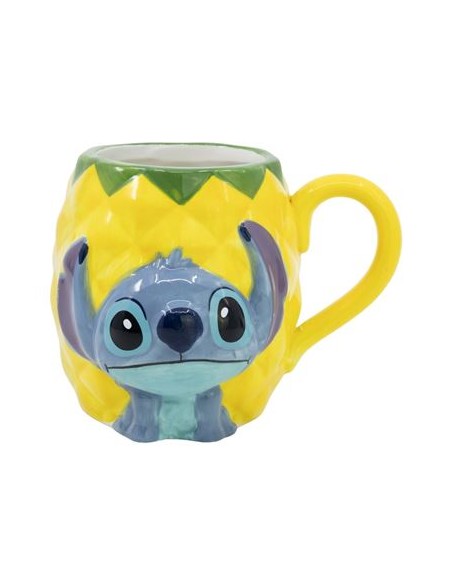 TAZA CERÁMICA STITCH PIÑA 3D 420 ML