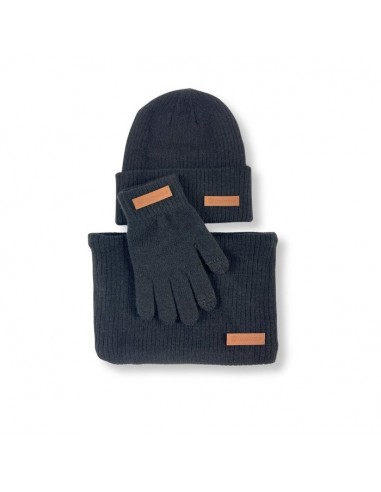 CONJUNTO CUELLO GORRO Y GUANTES NEGRO...