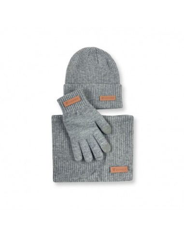 CONJUNTO CUELLO GORRO Y GUANTES GRIS...