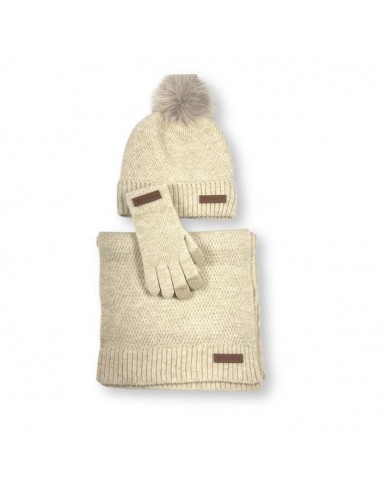 CONJUNTO BUFANDA/GORRO/GUANTES POMPOM...