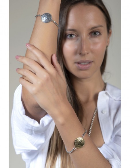 PULSERA CICLÓN BLANCHE METAL PLATA Y DORADO