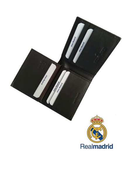 CARTERA MONEDERO TARJETERO PIEL REAL MADRID NEGRO