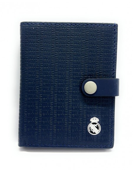 TARJETERO BILLETERO PIEL REAL MADRID AZUL CON CLIP