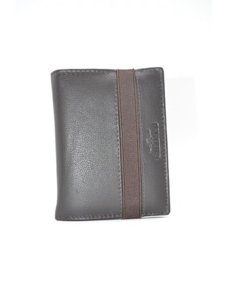 BILLETERO CON MONEDERO KRONOS MARRÓN CIERRE GOMA