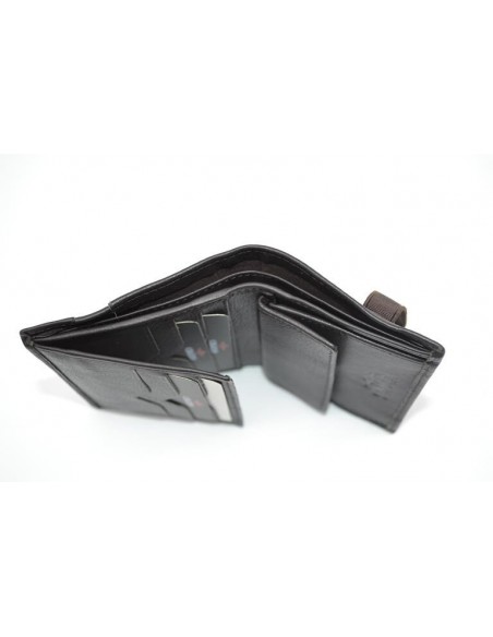 BILLETERO CON MONEDERO KRONOS MARRÓN CIERRE GOMA