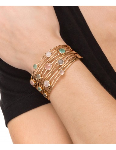 PULSERA RÍGIDA TIRAS CRISTAL Y...