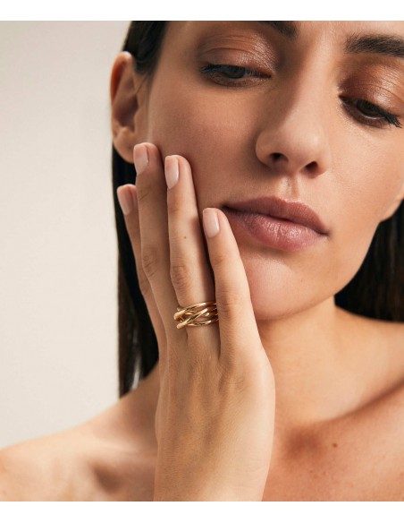 ANILLO CUATRO TIRAS CRUZADAS DORADO VIDAL & VIDAL