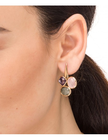 PENDIENTES SEMILARGOS PIEDRAS COLORES VIDAL & VIDAL