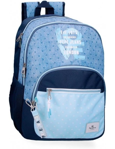 MOCHILA ESCOLAR DOBLE ADAPTABLE NONI DENIM AZUL CLARO