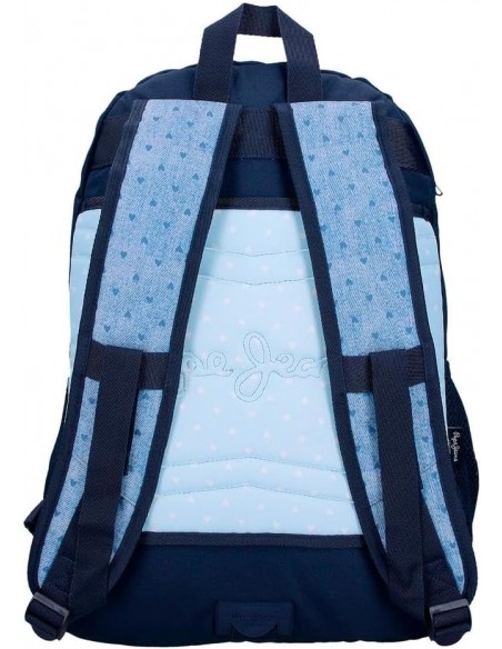 MOCHILA ESCOLAR DOBLE ADAPTABLE NONI DENIM AZUL CLARO