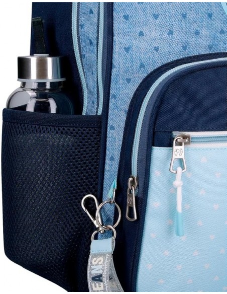MOCHILA ESCOLAR DOBLE ADAPTABLE NONI DENIM AZUL CLARO