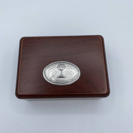 PORTAROSARIO CAJA MADERA COMUNION