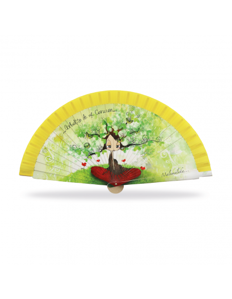 ABANICO MALAMALAKA DE MADERA NATURAL "ÁRBOL" 23 CM