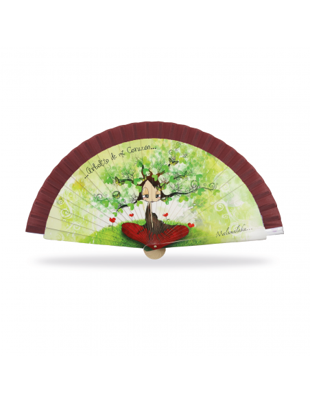 ABANICO MALAMALAKA DE MADERA NATURAL "ÁRBOL" 23 CM