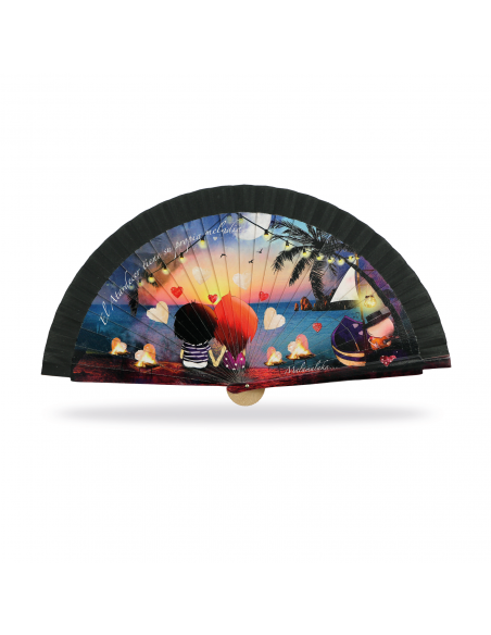 ABANICO MALAMALAKA DE MADERA NATURAL "ATARDECER" 23 C