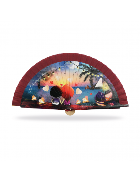 ABANICO MALAMALAKA DE MADERA NATURAL "ATARDECER" 23 C