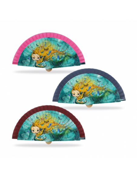 ABANICO MALAMALAKA DE MADERA NATURAL "MARIPOSA" 23 CM