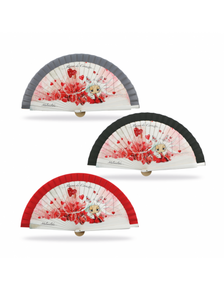 ABANICO MALAMALAKA DE MADERA NATURAL "CORAZÓN"  23 CM