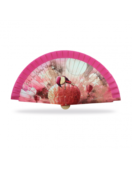 ABANICO MALAMALAKA DE MADERA NATURAL "SUEÑOS" 23 CM