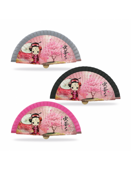 ABANICO MALAMALAKA DE MADERA NATURAL "GEISHA"  23 CM