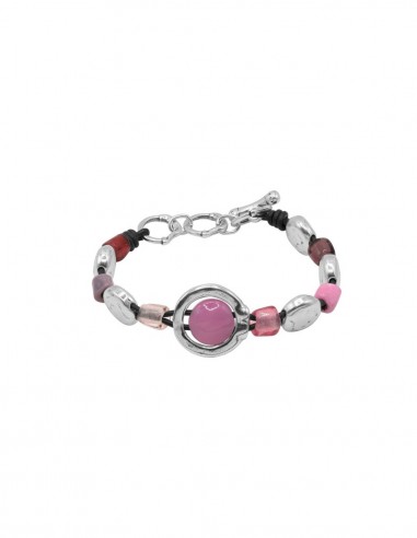 PULSERA CUERO Y MURANO NORA CICLÓN