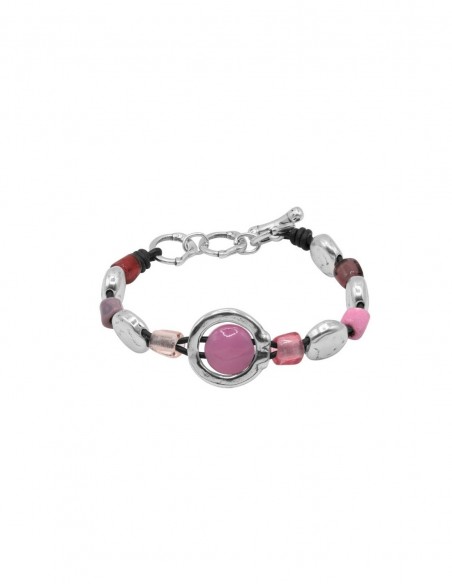 PULSERA CUERO Y MURANO NORA CICLÓN