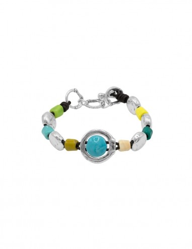 PULSERA CUERO Y MURANO NORA CICLÓN