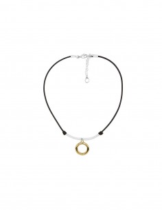 COLLAR CORTO CUERO GOLD...