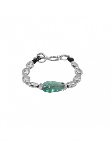PULSERA MANAR DE CUERO Y MURANO