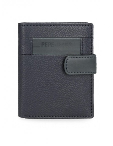 BILLETERO MONEDER DE PIEL PEPE JEANS CHECKBOX CON BROCHE