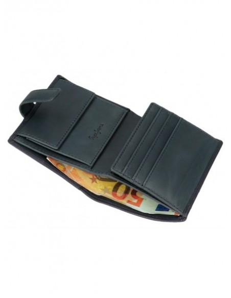 BILLETERO MONEDER DE PIEL PEPE JEANS CHECKBOX CON BROCHE