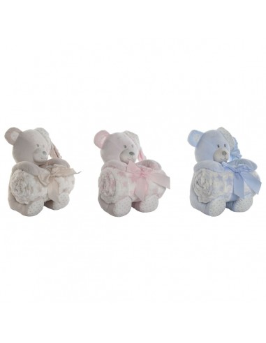 PELUCHE OSITO CON MANTA BABY 25CM GRIS