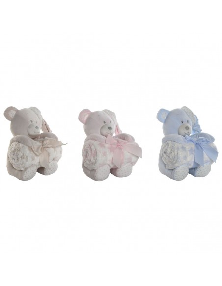 PELUCHE OSITO CON MANTA BABY 25CM GRIS