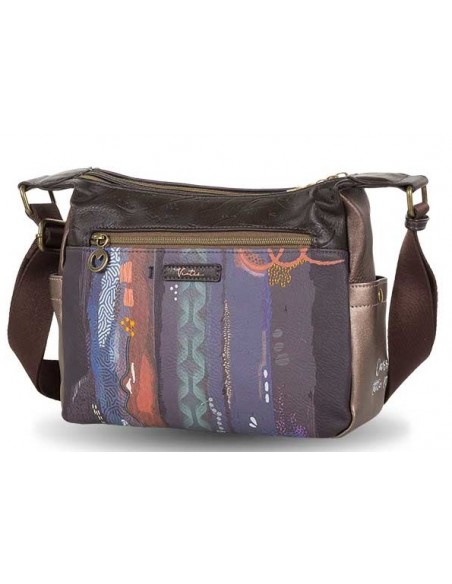 BOLSO BANDOLERA DOBLE VENTIS MARRÓN MULTICOLOR