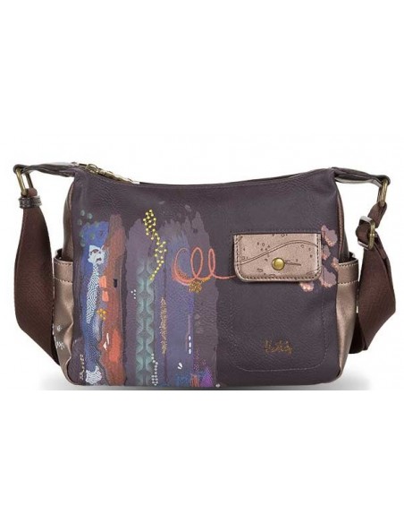 BOLSO BANDOLERA DOBLE VENTIS MARRÓN MULTICOLOR