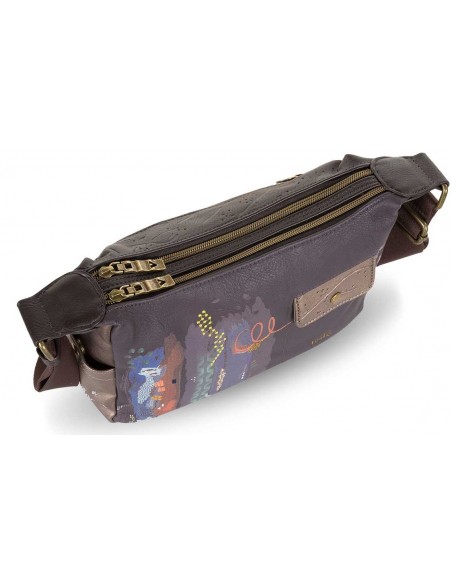 BOLSO BANDOLERA DOBLE VENTIS MARRÓN MULTICOLOR